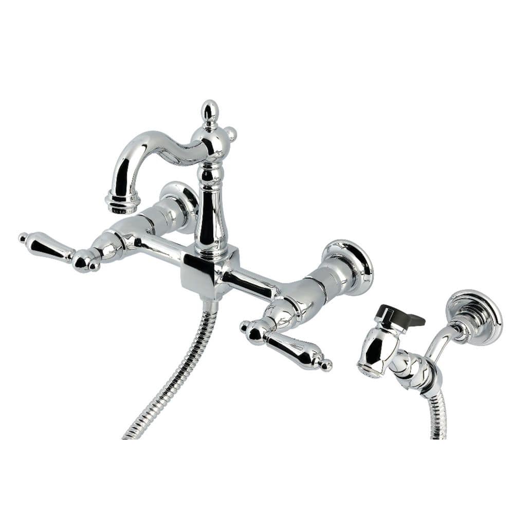 Heritage 2-Handle Wall-Mount Standard Kitchen Faucet in Polished Chrome price history on PriceWatchPro