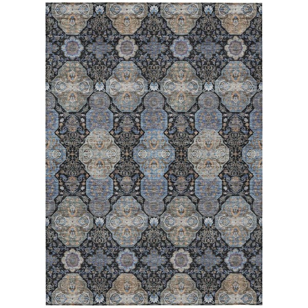 Chantille Machine Washable Indoor/Outdoor Abstract ACN2484 Black 5 ft. x 7 ft. 6 in. Area Rug