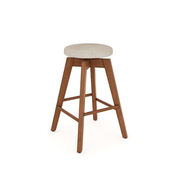 Amalia Stools 26 in. Natural Wheat Brown Backless Counter Height 360 Swivel Upholstered Solid Wood Bar Stool, Set of 2