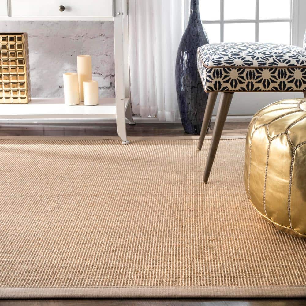 Beige Flat Woven Sisal Rectangular Accent Rug, 2' x 3'