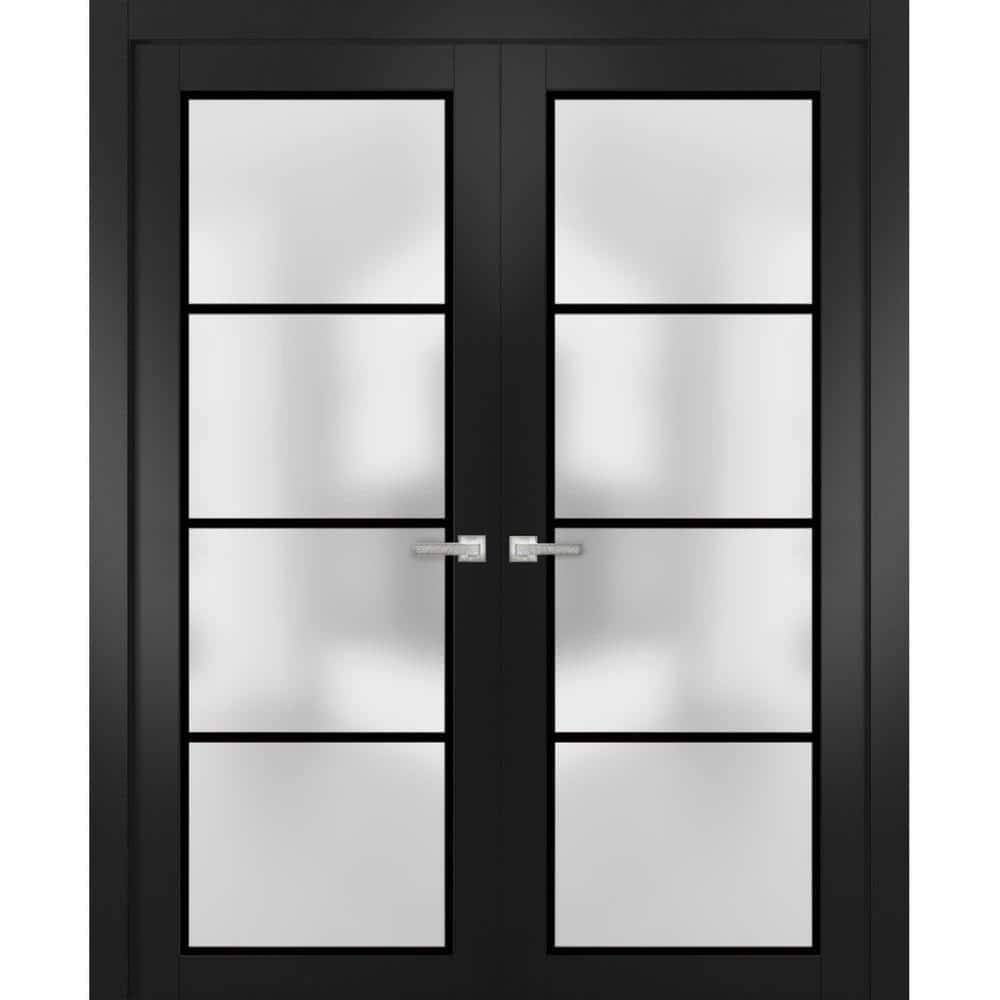 60 in. x 84 in. 2 Panel Black Matte Finished Solid Wood Sliding Door with Hardware price history on PriceWatchPro