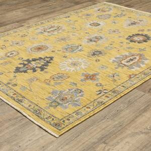 Lavista Yellow/Multi-Colored 2 ft. x 6 ft. Oriental Floral Persian Wool/Nylon Blend Indoor Runner Area Rug