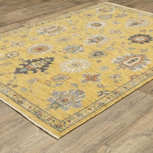 Lavista Yellow/Multi-Colored 5 ft. x 8 ft. Oriental Floral Persian Wool/Nylon Blend Indoor Area Rug