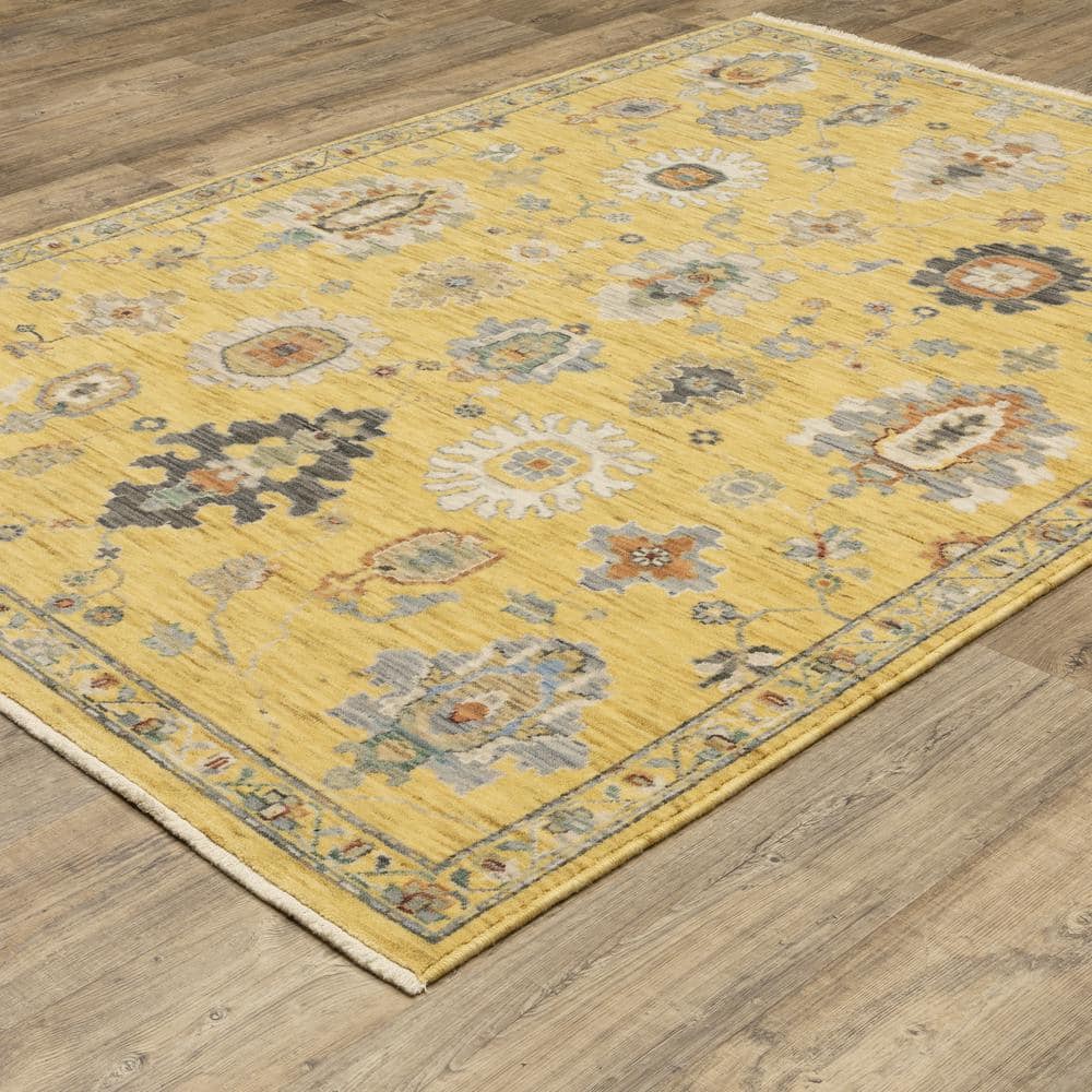 AVERLEY HOME Lavista Yellow/Multi-Colored 7 ft. x 10 ft. Oriental Floral  Persian Wool/Nylon Blend Indoor Area Rug 741064 - The Home Depot