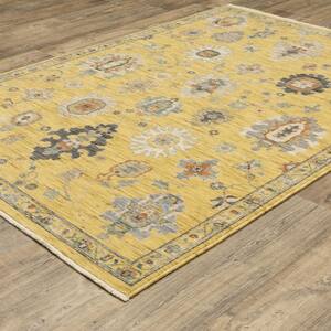 Lavista Yellow/Multi-Colored 7 ft. x 10 ft. Oriental Floral Persian Wool/Nylon Blend Indoor Area Rug