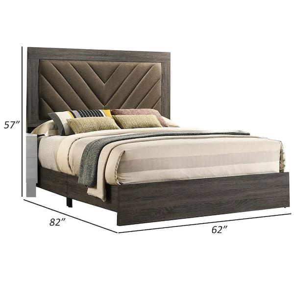 Cato Gray and Brown Wood Frame Queen Size Platform Bed