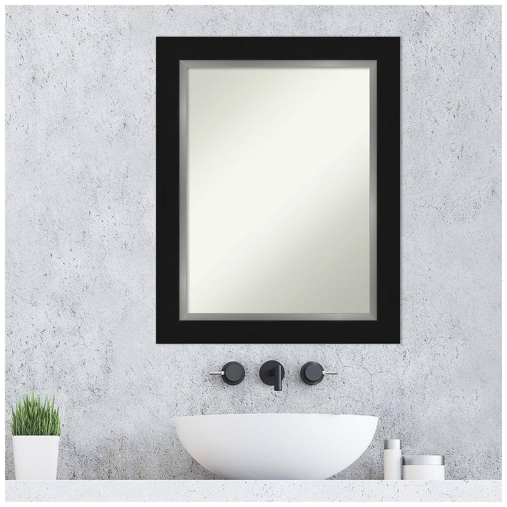 Eva Black Silver Rectangular Bathroom Vanity Wall Mirror - 36" x 30.34"