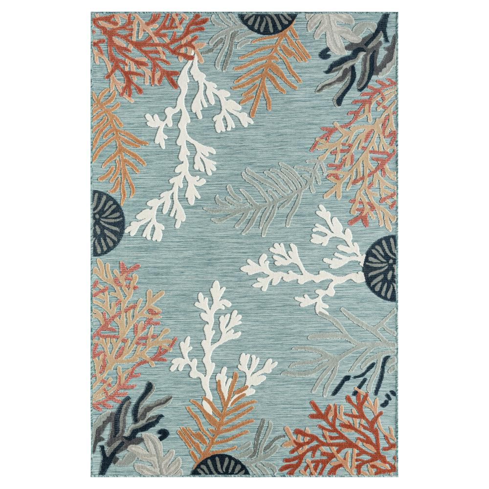 Venona Coastal Blue 5 ft. x 7 ft. Coral Reef Hi-Low Polypropylene Indoor/Ou