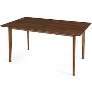 Aria 59 in. Mid Century Modern Style Solid Wood Walnut Brown Frame and Top Rectangular Dining Table (Seats 6)
