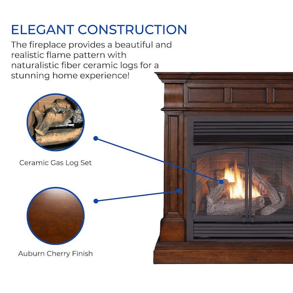 Duluth Forge Dual Fuel Ventless Gas Fireplace - 32,000 BTU, Remote Control,  Auburn Cherry Finish 170108 - The Home Depot