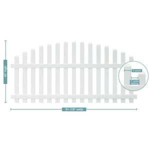 Glendale 4 ft. H x 8 ft. W White Vinyl Arched Top Spaced Picket Unassembled Fence Panel with 3 in. Dog Ear Pickets