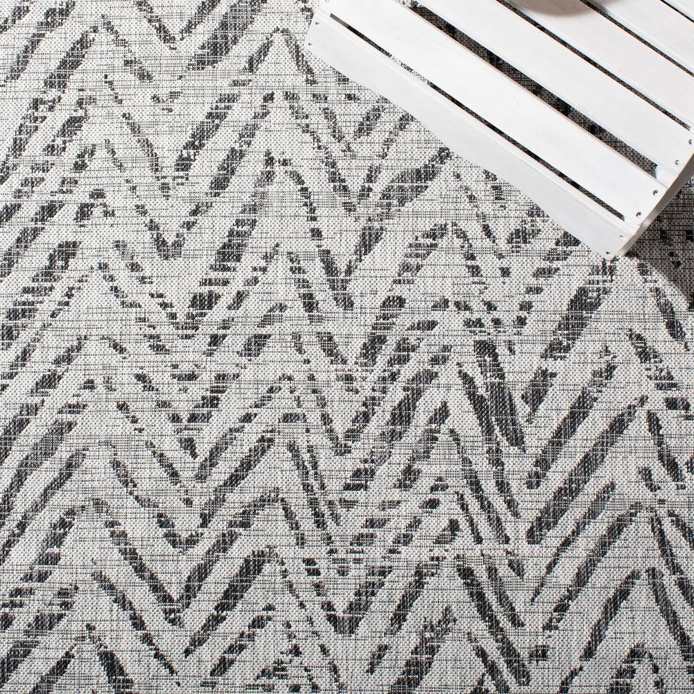 Grey and Black Chevron Indoor/Outdoor Area Rug