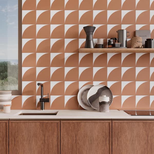 Stacy Garcia Tori Deco Terracotta 7.87 in. x 7.87 in. Matte Porcelain Floor and Wall Tile (11.19 sq. ft./Case)