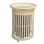 34 Gal. Tan Steel Outdoor Trash Can with Steel Lid and Plastic Liner