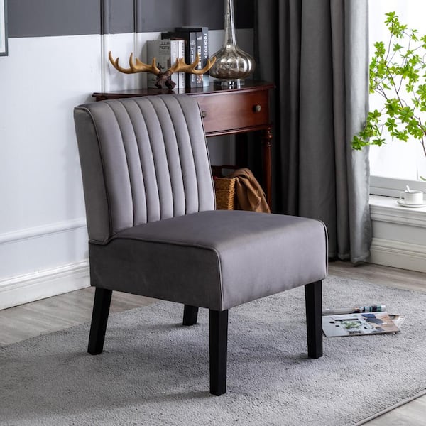 gray velvet slipper chair