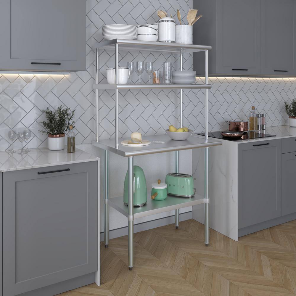 36" Stainless Steel Double-Tier Kitchen Overshelf