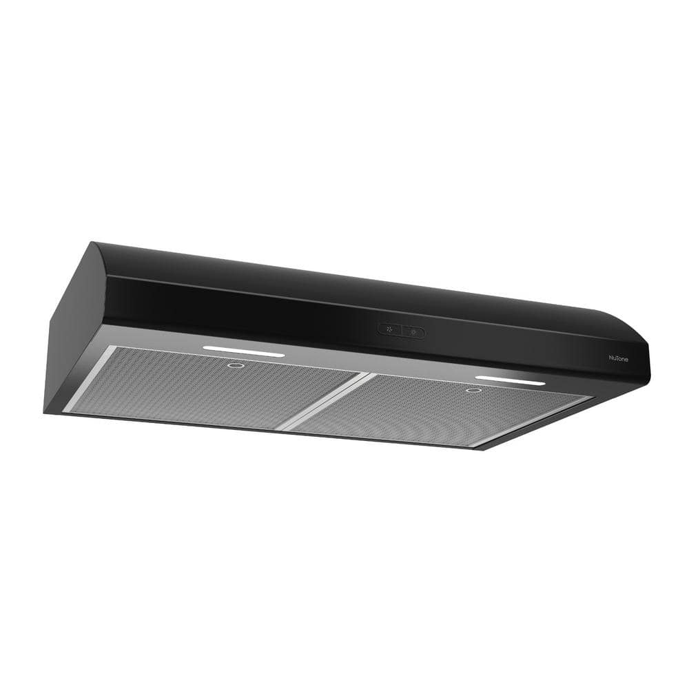 Broan-NuTone Osmos Deluxe 30 in. 375 Max Blower CFM Convertible Under-Cabinet Range Hood with Light in Black