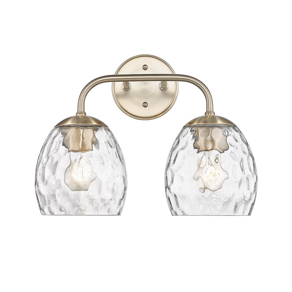 Modern Gold 2-Light Vanity with Thumbprint Glass Shades