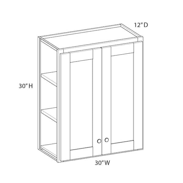 Unbranded Brighton Raised 30 in. W x 30 in. H x 12 in. D in Painted White Plywood Assembled Wall Cabinet