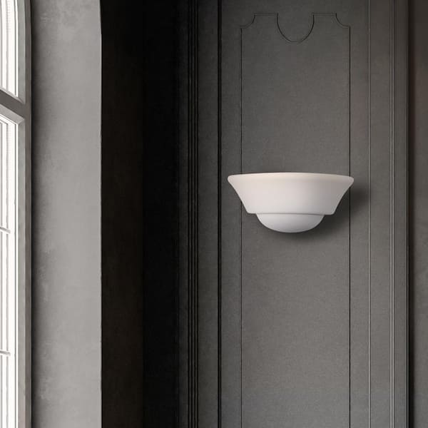 Monetta 12.5 in. 1-Light White Contemporary Wall Sconce with Paintable Ceramic White Shade