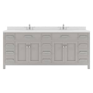 Caroline Parkway 78 in. W x 22 in. D x 35 in. H Double Sink Bath Vanity in Gray with Quartz Top