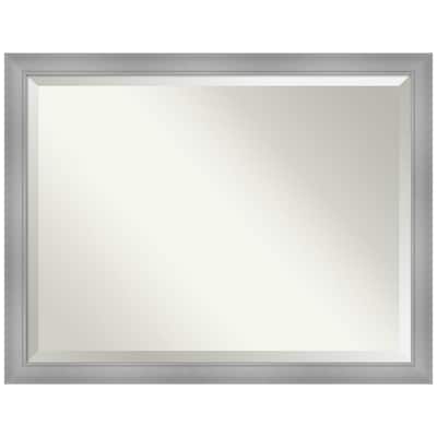 Medium Rectangle Flair Polished Nickel Beveled Glass Modern Mirror (34 in. H x 44 in. W)