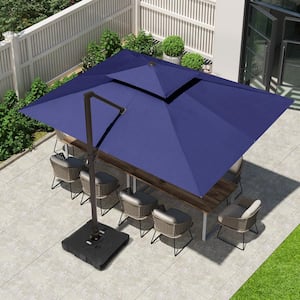 Double Top 13 ft. x 10 ft. Rectangular 360° Swivel Cantilever Patio Umbrella in Navy Blue with 220 lbs. Umbrella base