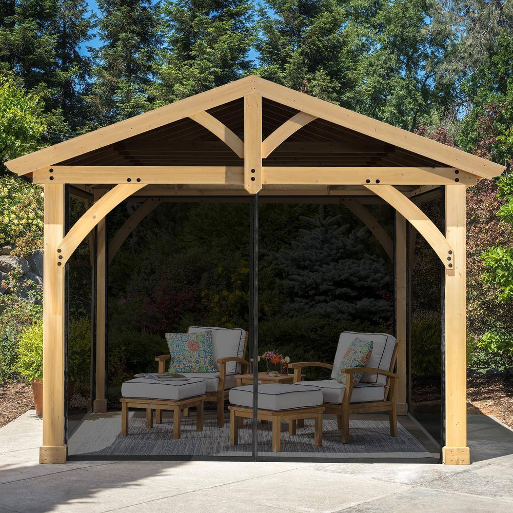 Yardistry Meridian 10 ft. x 10 ft. Premium Cedar Shade Gazebo with ...