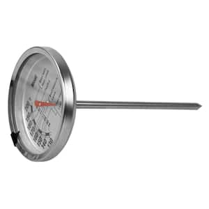 Instant Read Large Stainless Steel Mechanical Meat Thermometer in Silver
