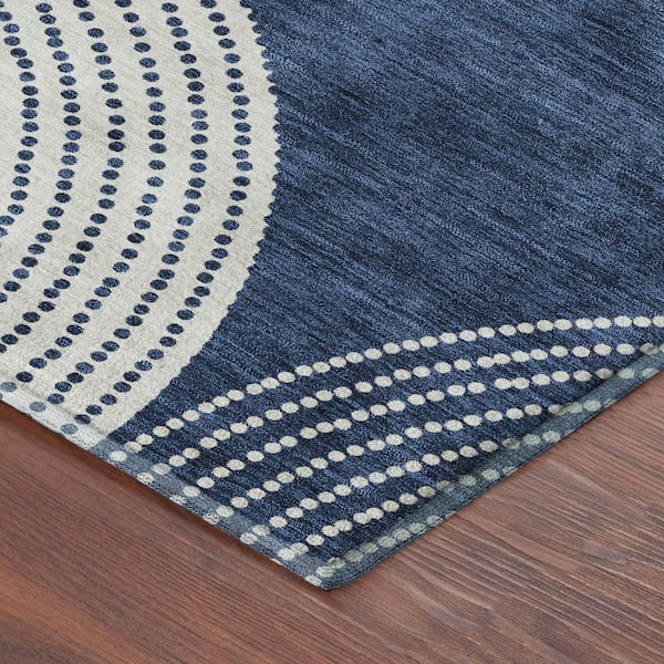 Mayfield Premium Machine Washable Abstract AMF2275 Navy 3 ft. x 4 ft. Area Rug