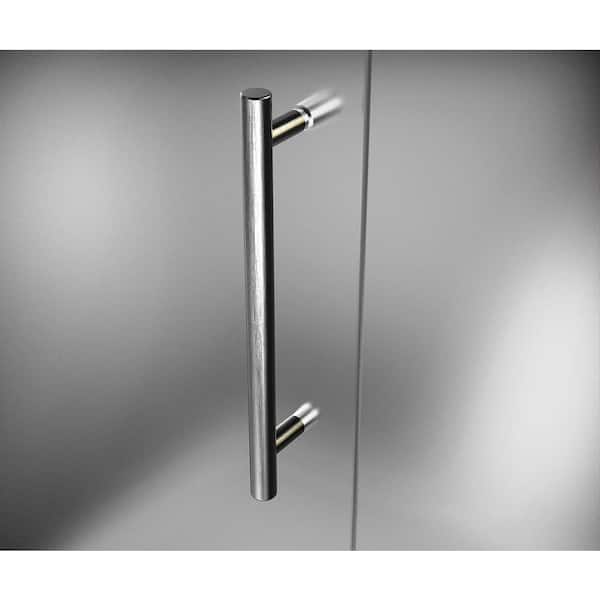 Nautis 60 in. x 72 in. Completely Frameless Hinged Shower Door with Frosted Glass in Stainless Steel