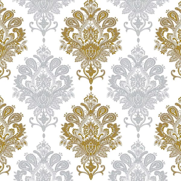 Vsmile Flower with White Background Peel and Stick Repositionable Wallpaper Roll (2-Rolls / Covers 28.74 sq. ft.)