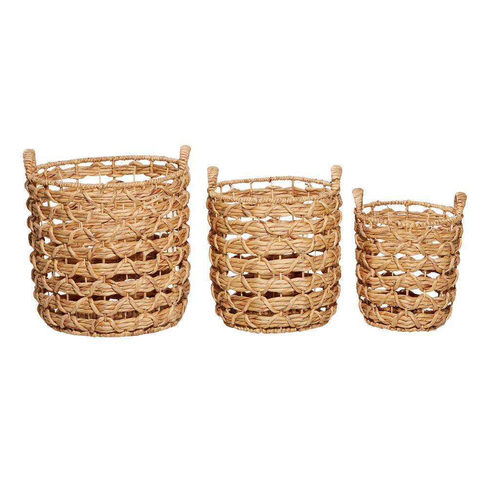 Coastal Seagrass Round Storage Baskets, Set of 3 - Tawny Brown