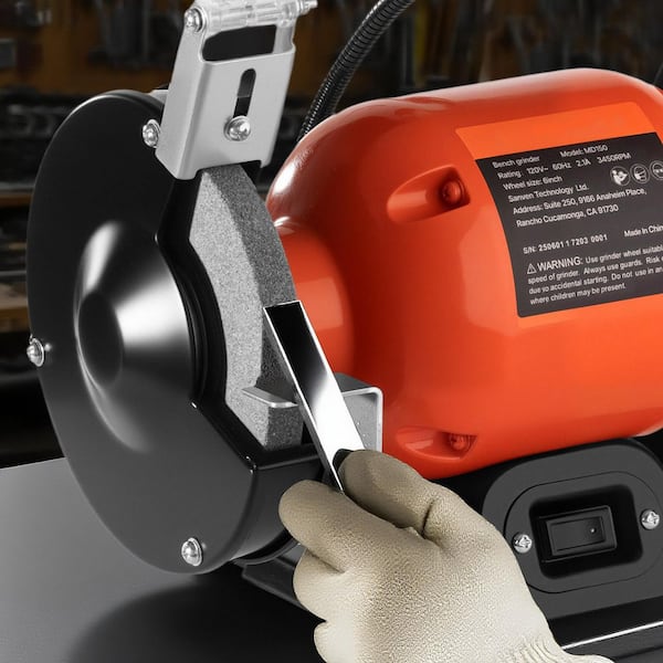 Bench Grinder, 6-in. Single Speed Bench Grinder, 3450RPM High-Speed Table Grinders with 250W 2. 1A Induction Motor