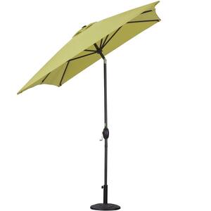 6.5 ft. x 10 ft. Aluminum Outdoor Patio Umbrella with Hand Crank Lift in Lime Green