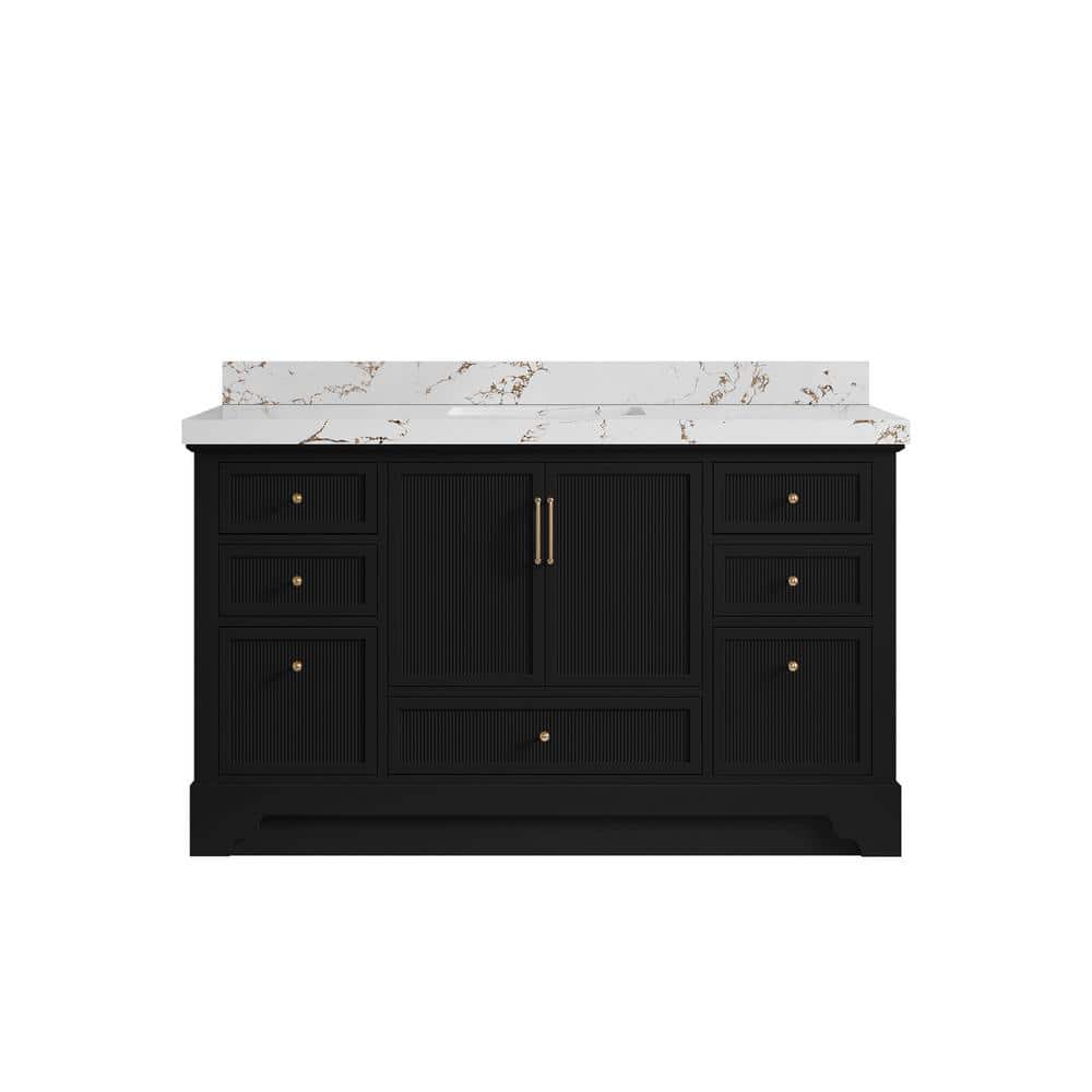 Alys 60 in. W x 22 in. D x 36 in. H Single Sink Bath Vanity in Black with 2 in. Viola Brown Top price history on PriceWatchPro
