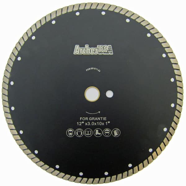 Archer USA 12 in. Wide Turbo Diamond Blade for Stone and Masonry Cutting