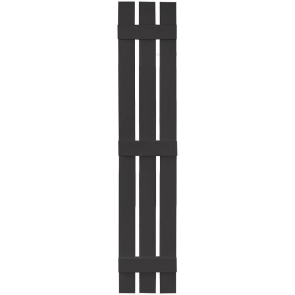 Builders Edge 12 in. x 71 in. Board-N-Batten Shutters Pair, 3 Boards Spaced #002 Black