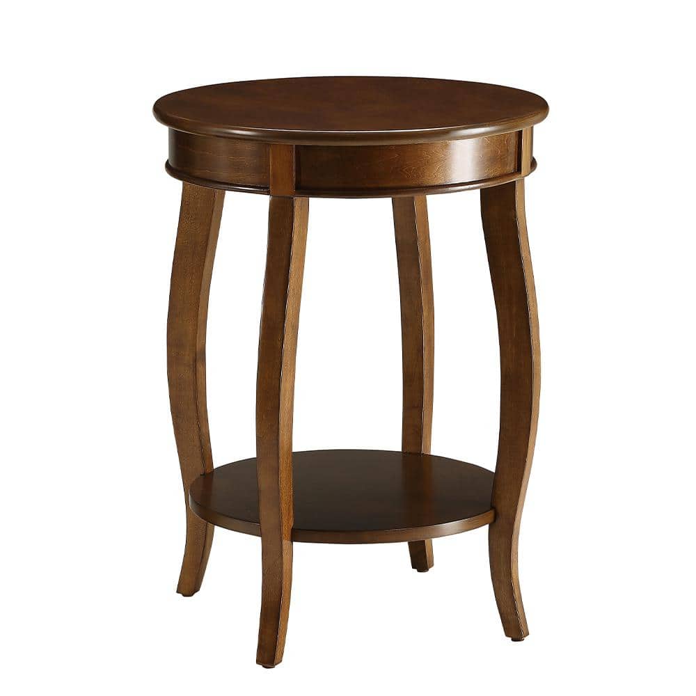 Acme Furniture Aberta 18 in. Walnut Round Wood End Table with Open Acme Furniture Aberta 18 in. Walnut Round Wood End Table with Open