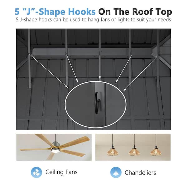 24 ft. W x 14 ft. D Aluminum Double Hardtop Gazebo with Curtains and Textilene Netting