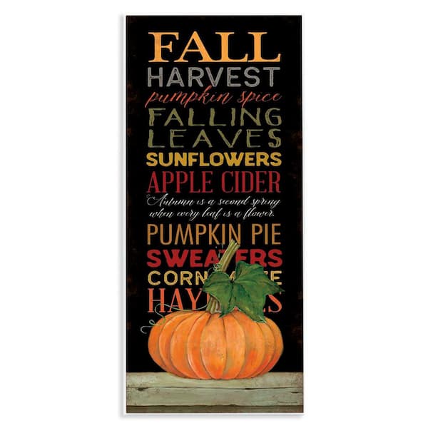 Fall Harvest Autumn Seasonal by Stephanie Workman Marrott Unframed Graphic Typography Art Print 7 in. x 17 in.