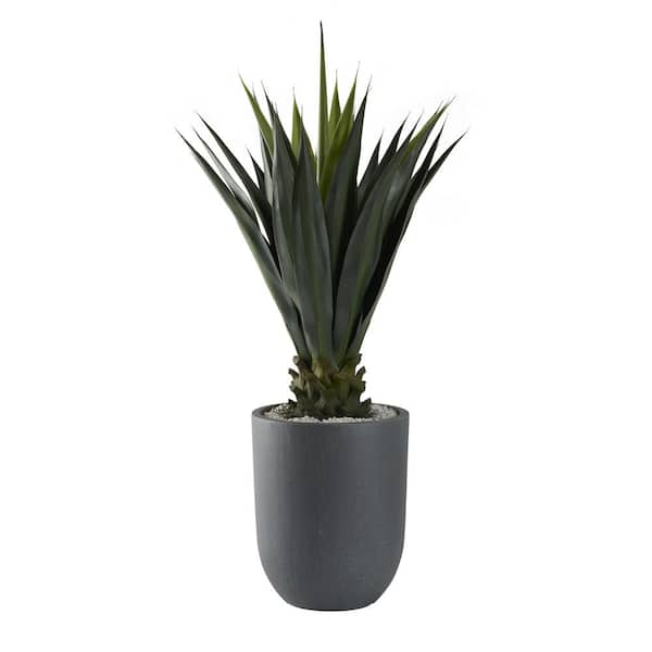 D&W Silks Indoor Artificial 50" Jumbo Agave Plant In Round Planter
