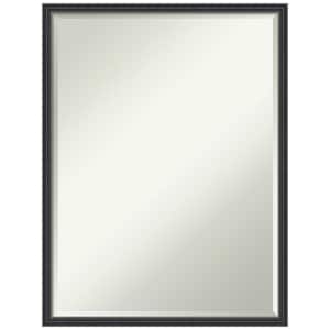 Stylish Black Narrow 19.25 in. x 25.25 in. Petite Bevel Traditional Rectangle Wood Framed Wall Mirror in Black