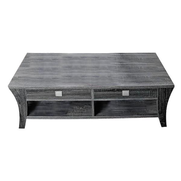 William's Home Furnishing Amity 48 in. Gray Large Rectangle Wood Coffee Table with Drawers