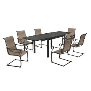 7-Piece Steel Outdoor Dining Set with Extending Dining Table and Textiliene Chairs