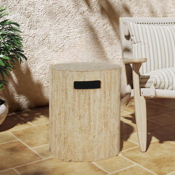 Arthur Travertine Beige Mgo Lightweight Concrete Outdoor Patio Tank Holder Side Table