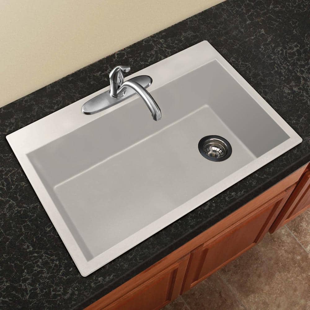 White Matte Granite Composite Single Bowl Kitchen Sink