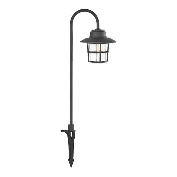 Hampton Bay Marion Black Low Voltage LED Outdoor Path Light with Seeded Glass