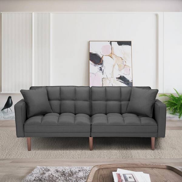 futon sofa with arms dark gray