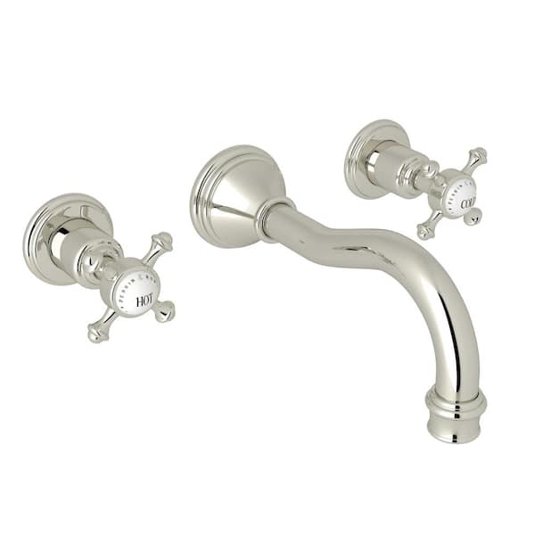 ROHL Georgian Era Double Handle Wall Mounted Faucet in Polished Nickel